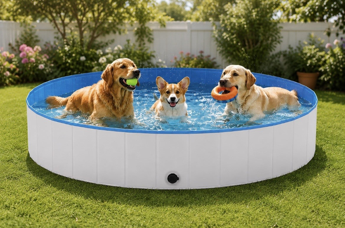 Fold & Splash Dog Pool – Portable Foldable Pet Swimming Pool for Dogs | Durable Outdoor Cooling Tub for Backyard Fun & Summer Play