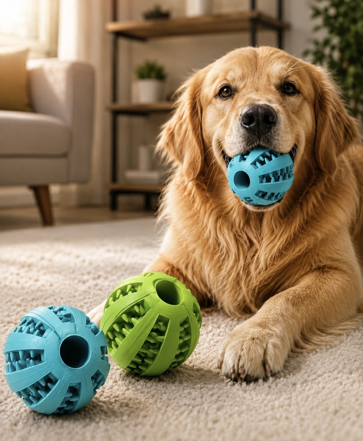 Dog Puzzle Treat Balls – Durable Natural Rubber Chew Toys for Puppies & Dogs
